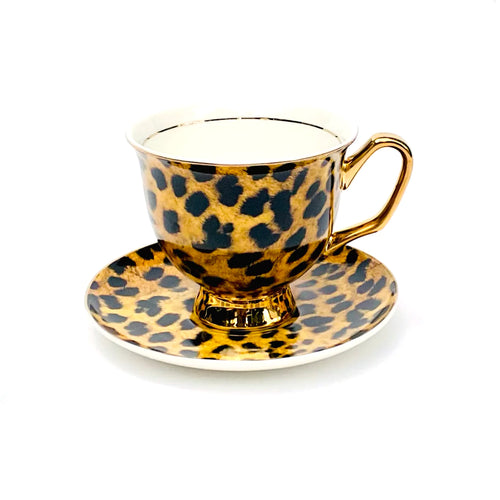 Fine China Tea Cup Extra Large - Leopard Print